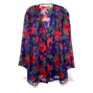 Vintage Victoria's Secret Gold Label Sheer Floral Paisley Button Up Blouse Top M